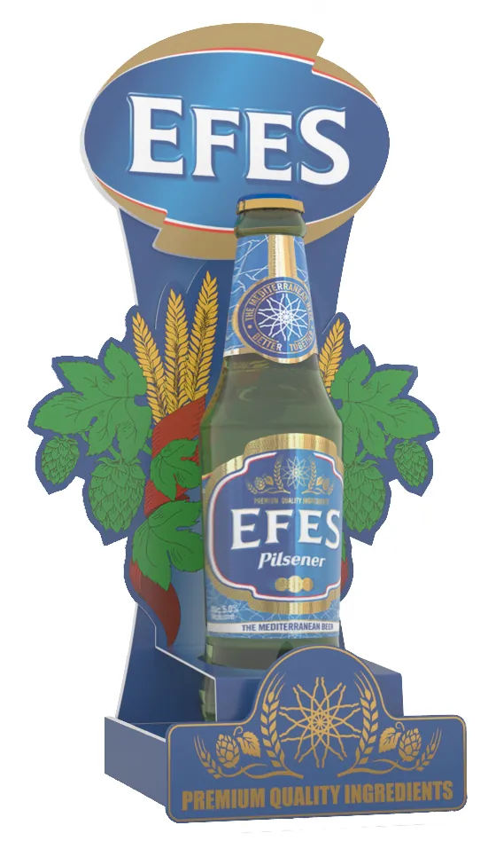 Паразит-фигура с бутылкой EFES и рельефным краем (визуализация проекта)